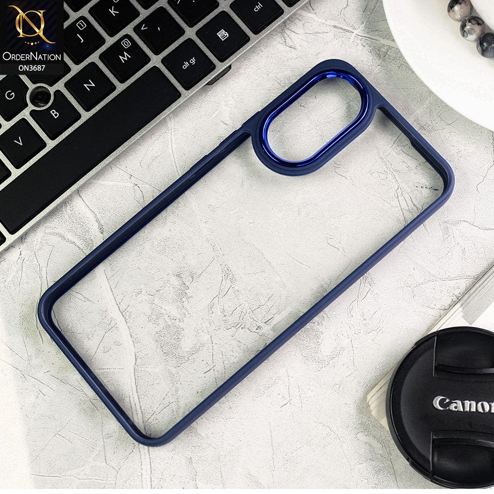 Vivo Y02s Cover - Blue - New Electroplating Camera Ring Colored Soft Silicon Borders Protective Clear Back Case