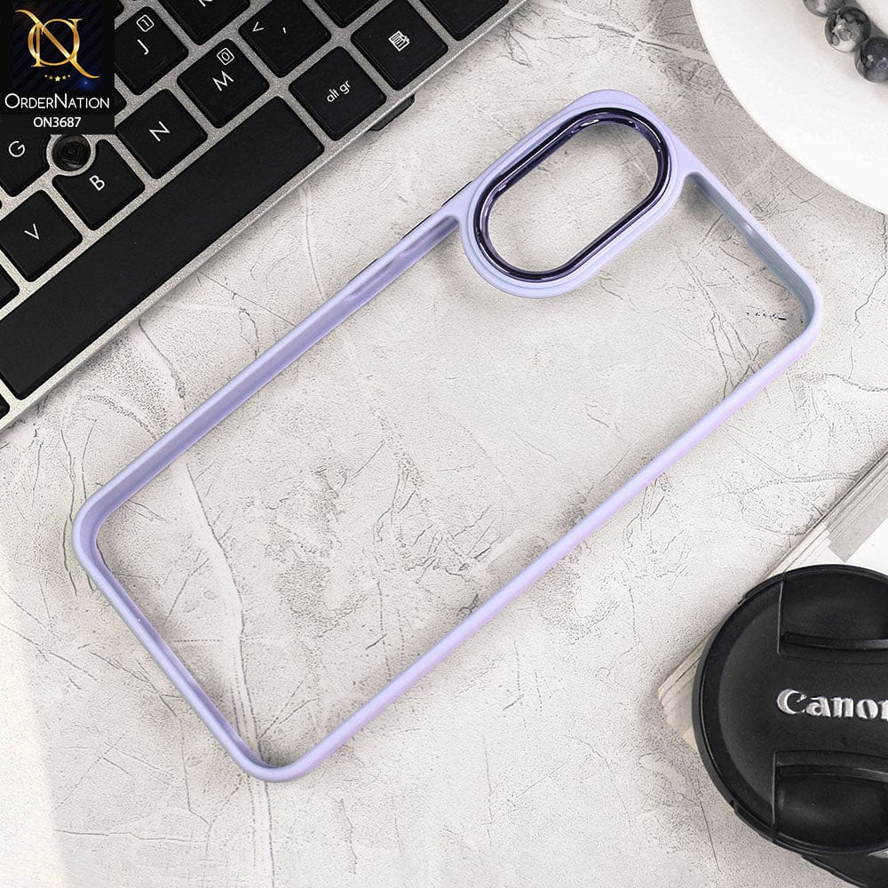 Vivo Y02s Cover - Gray - New Electroplating Camera Ring Colored Soft Silicon Borders Protective Clear Back Case