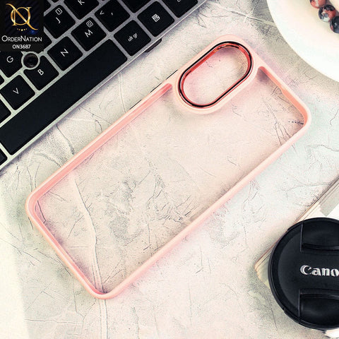 Vivo Y02s Cover - Pink - New Electroplating Camera Ring Colored Soft Silicon Borders Protective Clear Back Case