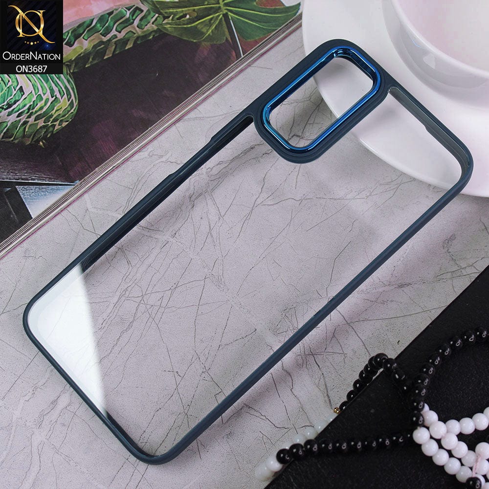 Vivo Y20T Cover - Blue - New Electroplating Camera Ring Colored Soft Silicon Borders Protective Clear Back Case