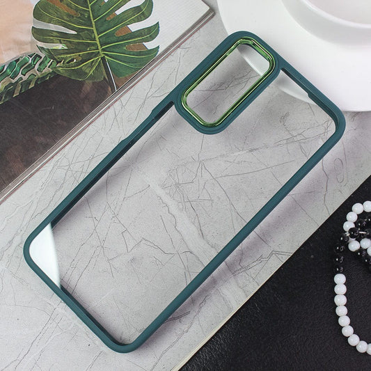 Vivo Y11s Cover - Green - New Electroplating Camera Ring Colored Soft Silicon Borders Protective Clear Back Case