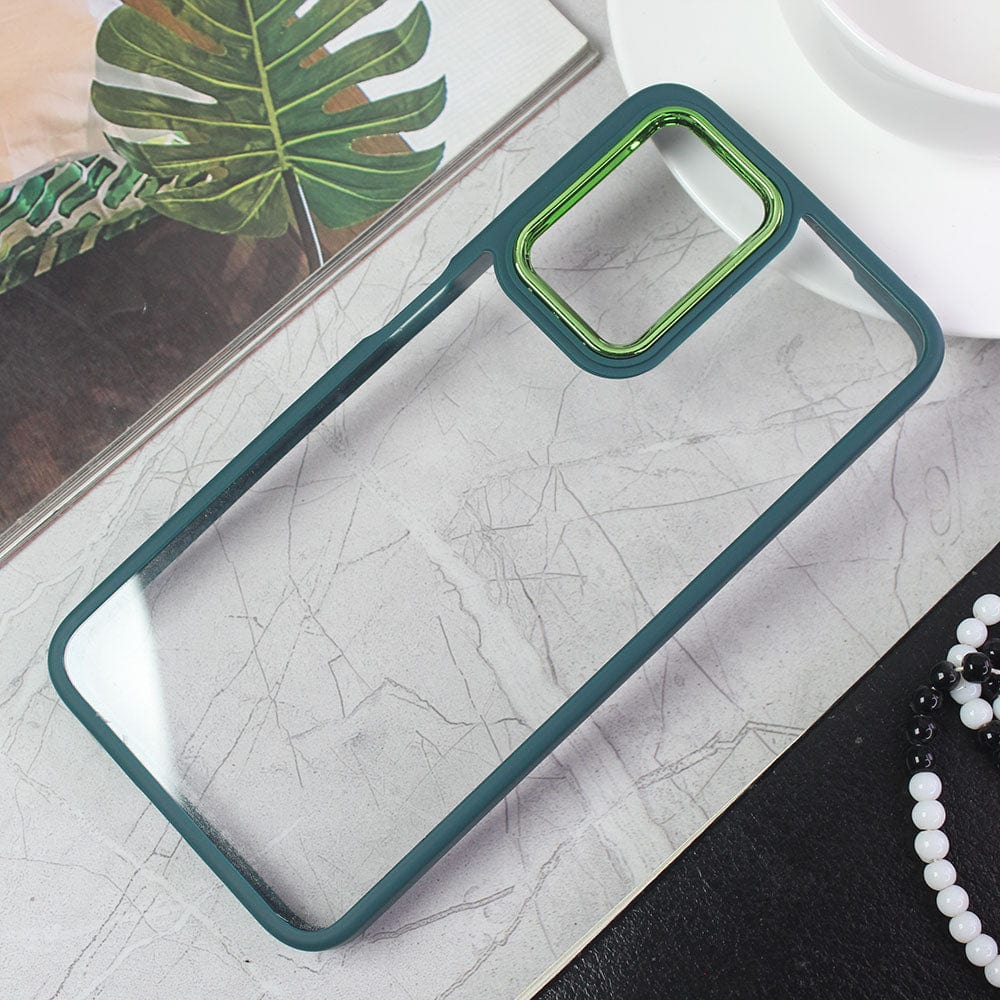 Vivo Y21 Cover - Green - New Electroplating Camera Ring Colored Soft Silicon Borders Protective Clear Back Case