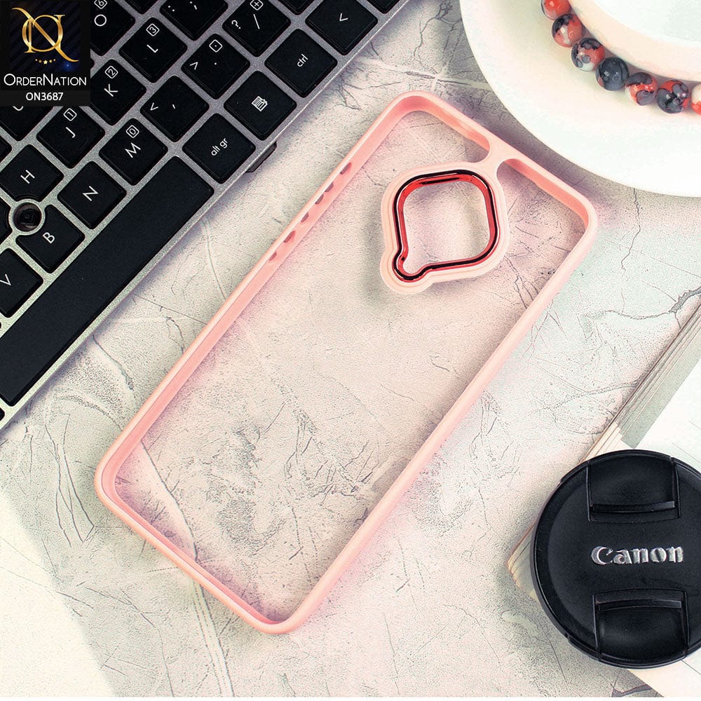 Vivo Y51 (2020 September) Cover - Pink - New Electroplating Camera Ring Colored Soft Silicon Borders Protective Clear Back Case