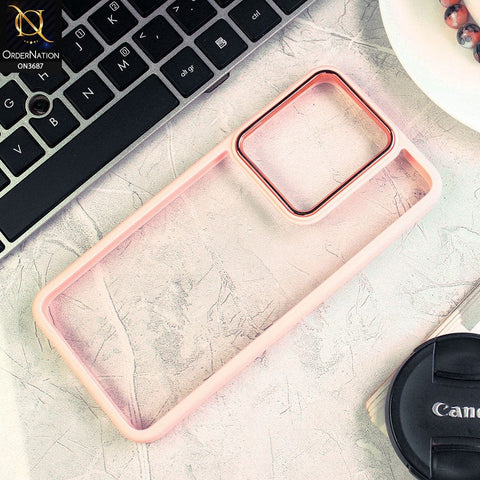 Vivo Y55 4G Cover - Pink - New Electroplating Camera Ring Colored Soft Silicon Borders Protective Clear Back Case