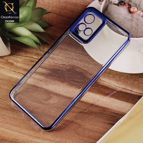 Vivo Y21 Cover - Blue - Side Colour Borders camera Protection Soft TPU Transparent Case