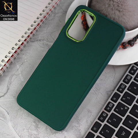 Samsung Galaxy A13 Cover - Green - New Electroplating Camera Ring Colored Soft Silicon Borders Protective Back Case