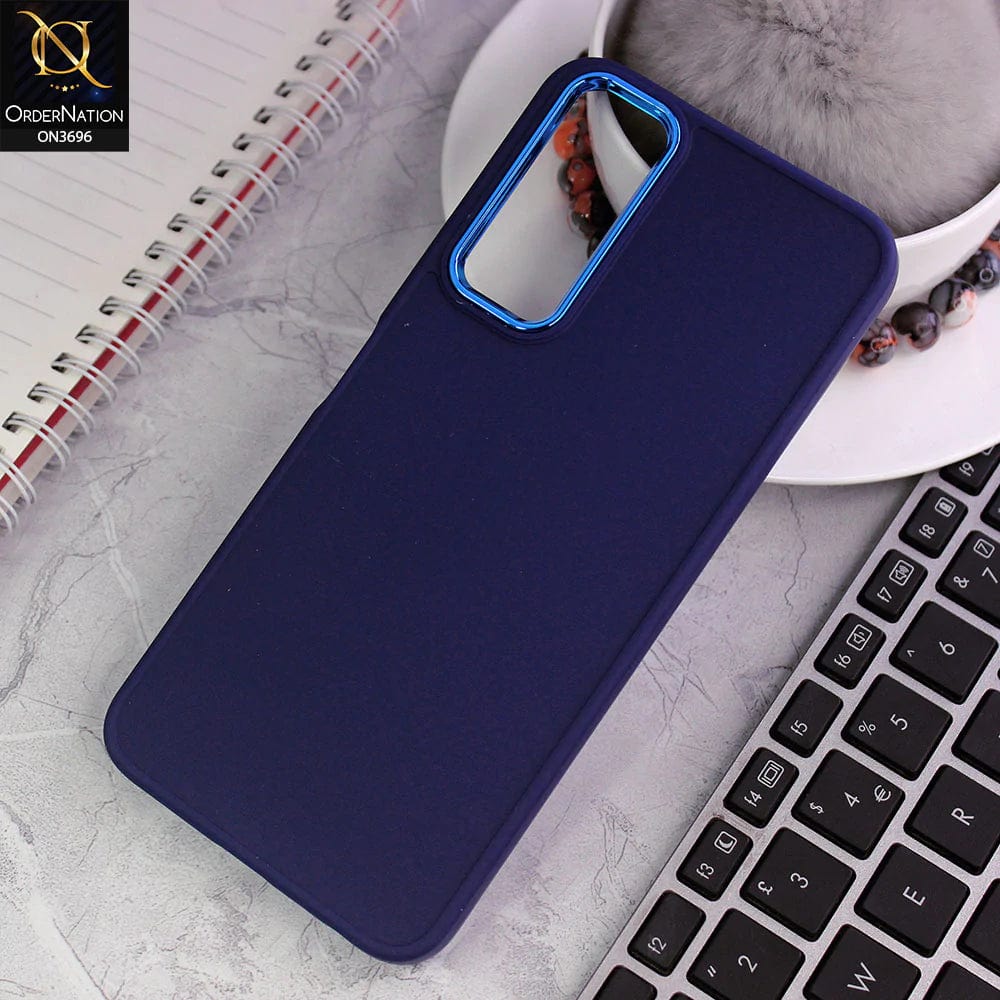 vivo Y20a Cover - Blue - New Electroplating Camera Ring Colored Soft Silicon Borders Protective Back Case