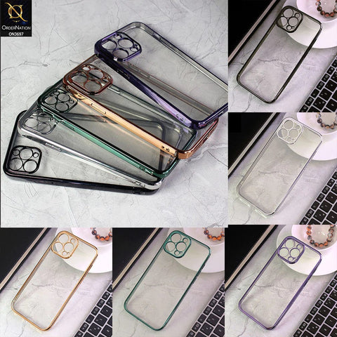 iPhone 13 Pro Max Cover - Black - Luxury Look Colour Borders Semi -Transparent Soft Silicone Case With Camera Protection