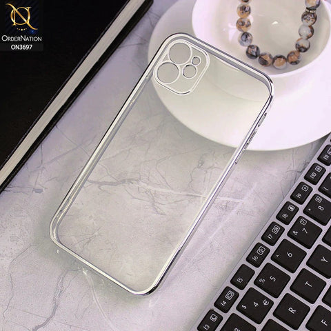 iPhone 11 Cover - Silver - Luxury Look Colour Borders Semi -Transparent Soft Silicone Case With Camera Protection