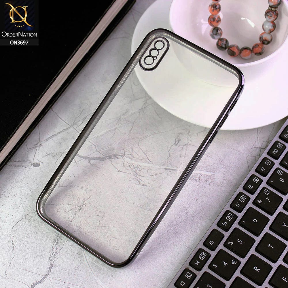 iPhone XS Max Cover - Black - Luxury Look Colour Borders Semi -Transparent Soft Silicone Case With Camera Protection