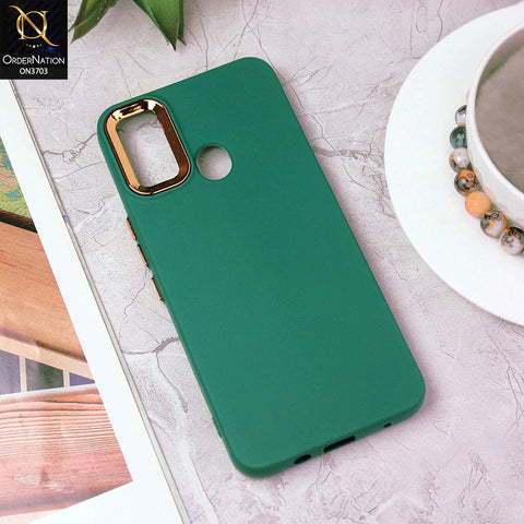 Tecno Spark 7 Cover - Dark Green - Electroplated Camera Border Soft Silicon Case