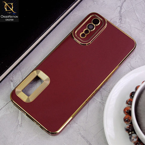 Vivo S1 Cover -Maroon - All New Electroplating Borders With Logo Hole Camera Protection Soft Silicon Case