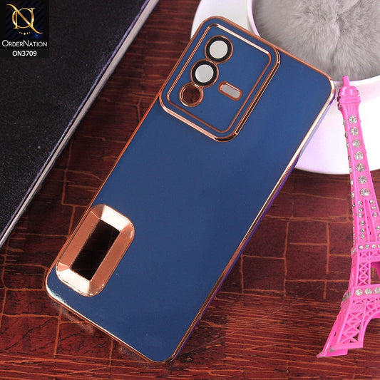 Vivo V23 5G Cover - Blue - All New Electroplating Borders With Logo Hole Camera Protection Soft Silicon Case