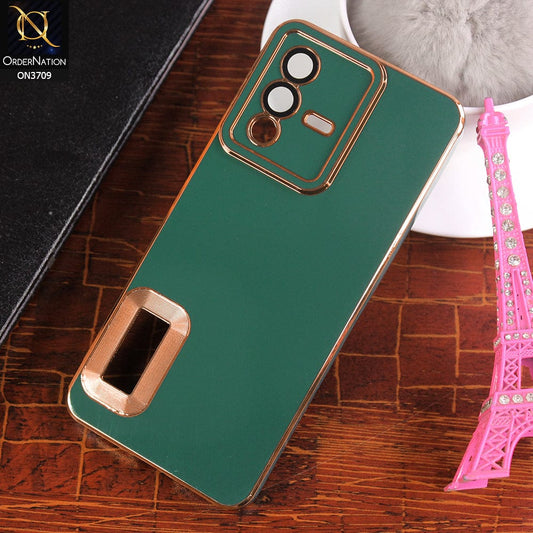 Vivo V23 5G Cover - Green - All New Electroplating Borders With Logo Hole Camera Protection Soft Silicon Case