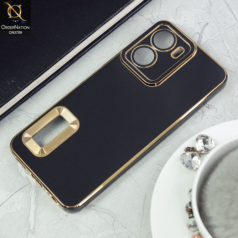 Vivo Y02s Cover -Black - All New Electroplating Borders With Logo Hole Camera Protection Soft Silicon Case