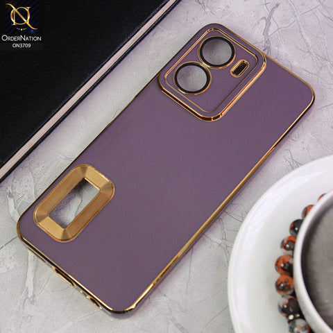 Vivo Y02s Cover -Purple - All New Electroplating Borders With Logo Hole Camera Protection Soft Silicon Case