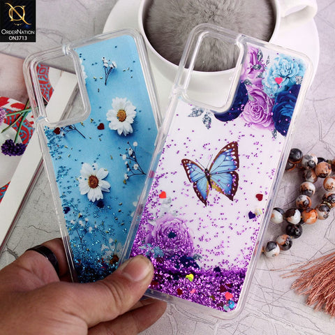 Vivo V23e 5G Cover - Design 2 - Flower  Series Design Soft Silicone Bling Sparkle Moving  Liquid Glitter Case