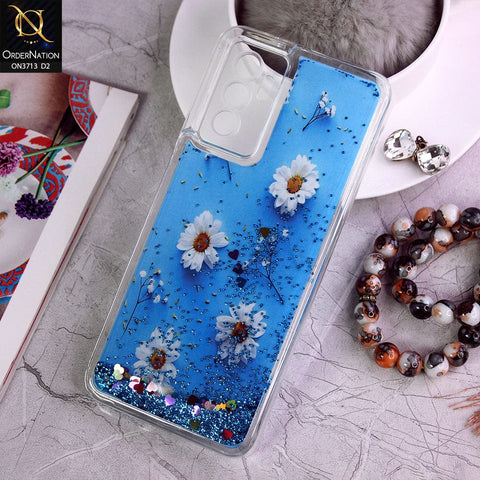 Vivo V23e 5G Cover - Design 2 - Flower  Series Design Soft Silicone Bling Sparkle Moving  Liquid Glitter Case