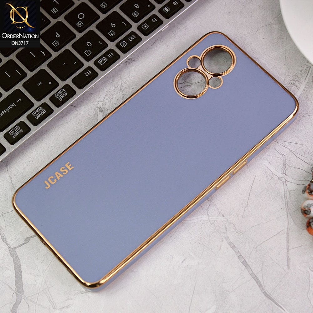 Oppo Reno 7z Cover - Carolina Blue - J-Case New Electroplating Borders  Camera Protection Soft Silicon Case