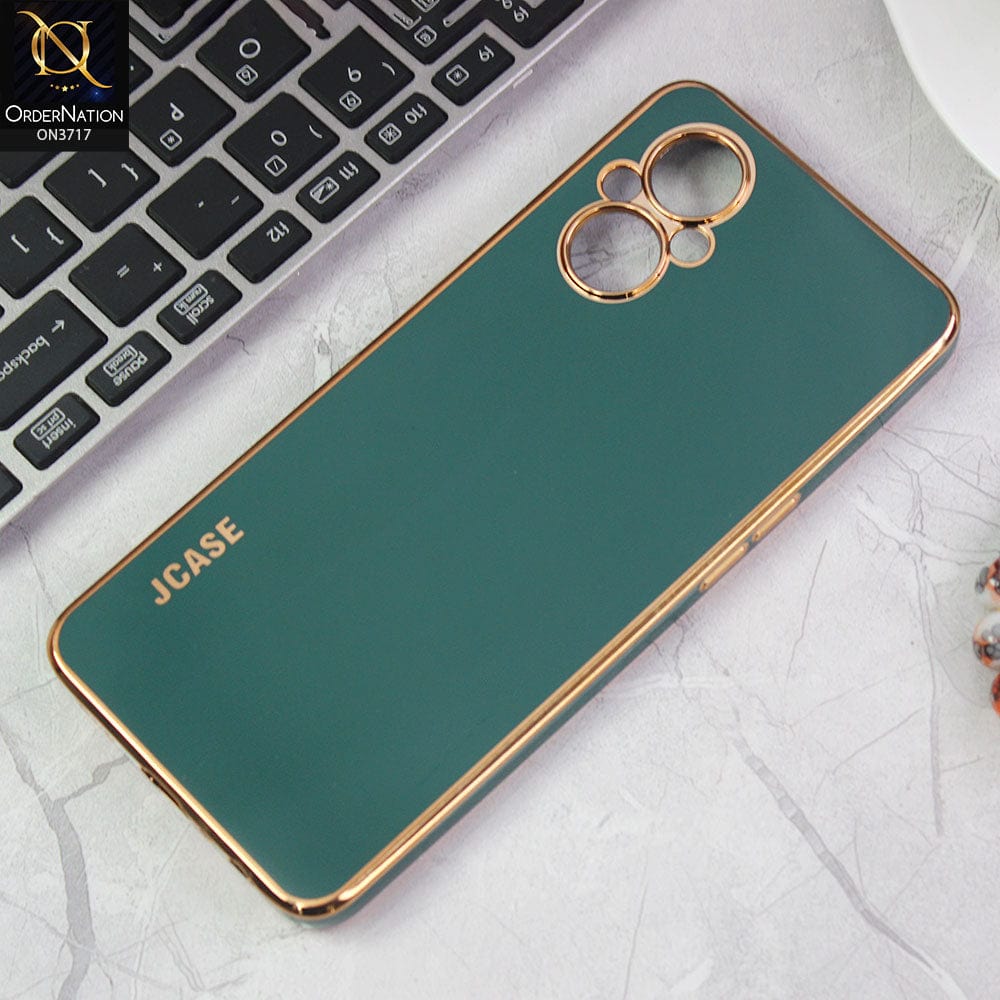 Oppo F21 Pro 5G Cover - Green - J-Case New Electroplating Borders  Camera Protection Soft Silicon Case