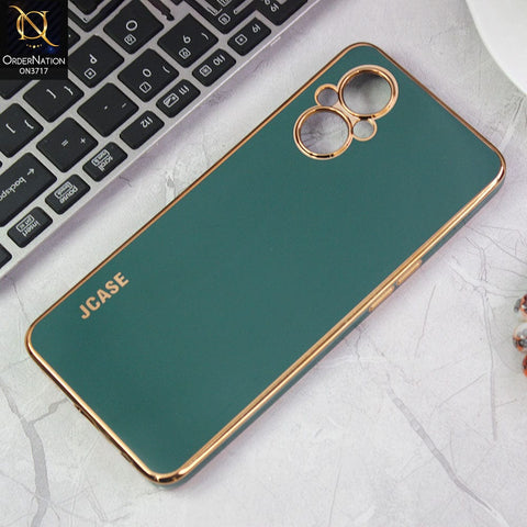 Oppo Reno 7z Cover - Green - J-Case New Electroplating Borders  Camera Protection Soft Silicon Case