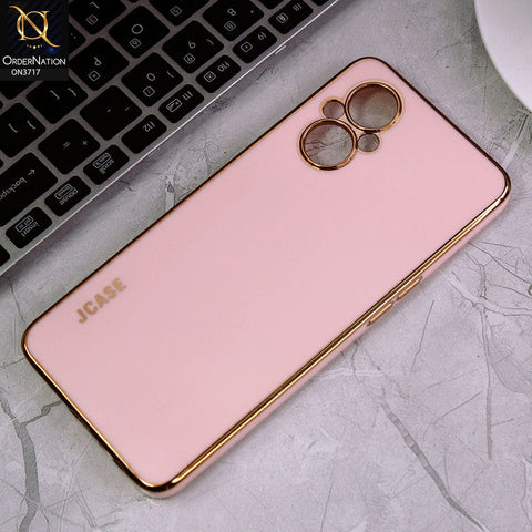 Oppo Reno 7 Lite Cover - Pink - J-Case New Electroplating Borders  Camera Protection Soft Silicon Case