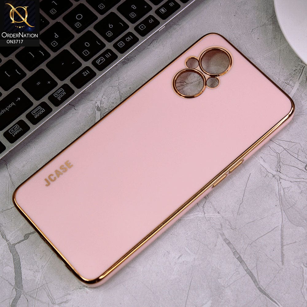 Oppo Reno 7z Cover - Pink - J-Case New Electroplating Borders  Camera Protection Soft Silicon Case