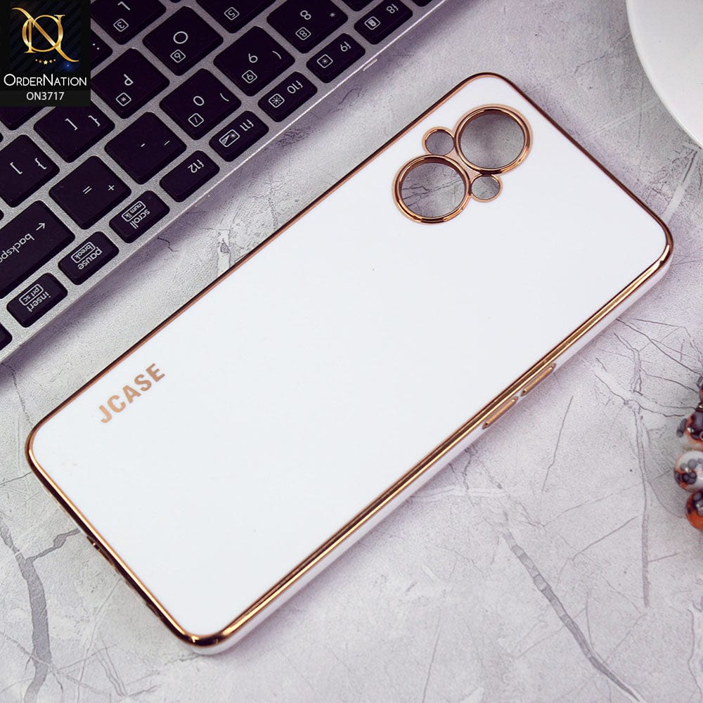 Oppo F21 Pro 5G Cover - White - J-Case New Electroplating Borders  Camera Protection Soft Silicon Case