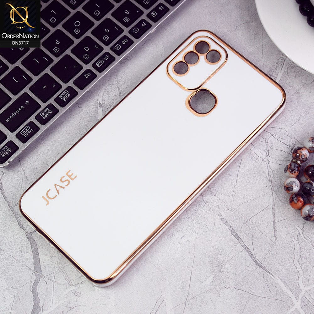 Infinix Hot 11 Play Cover - White - J-Case New Electroplating Borders  Camera Protection Soft Silicon Case