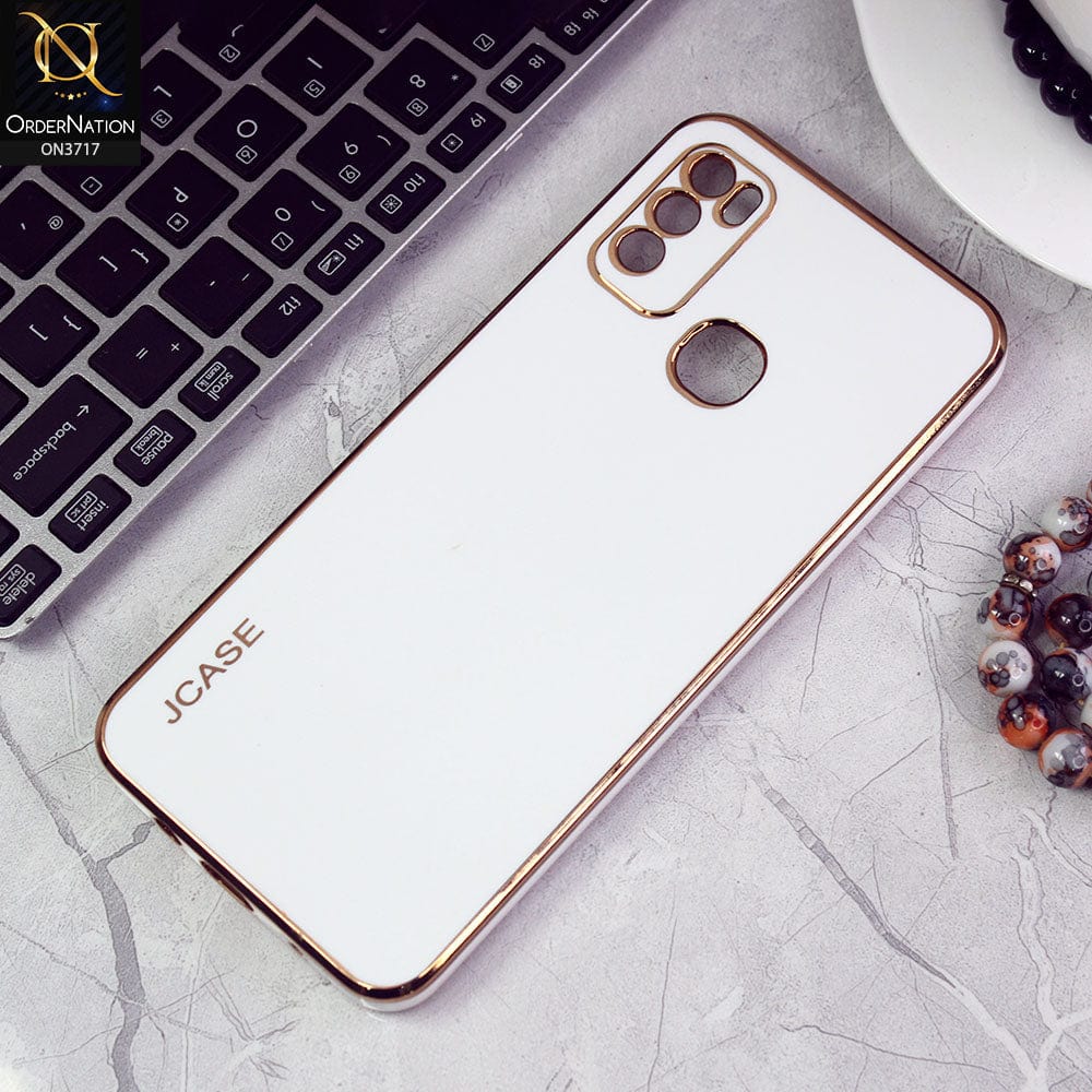 Infinix Hot 9 Play Cover - White - J-Case New Electroplating Borders  Camera Protection Soft Silicon Case