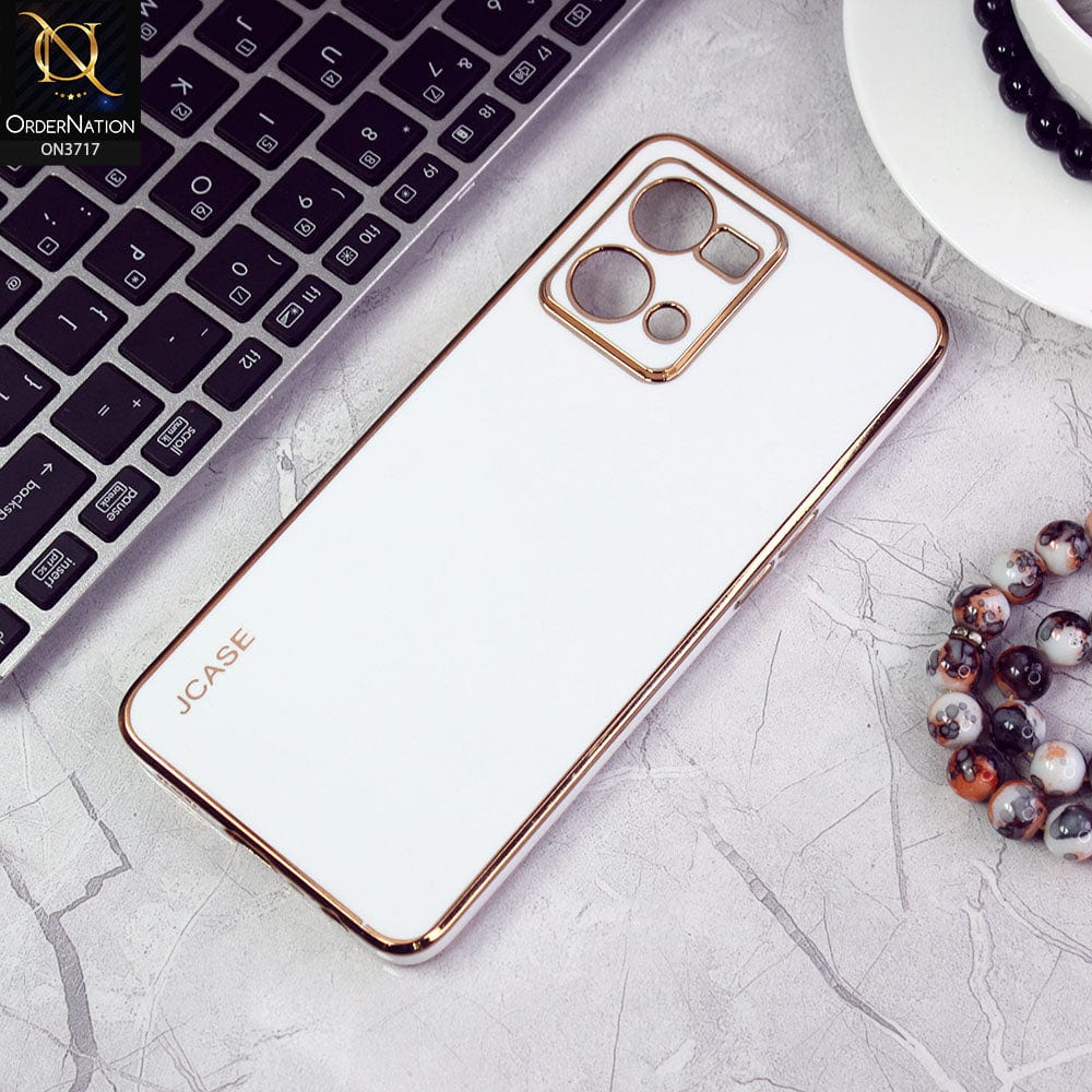 Oppo F21 Pro 4G Cover - White - J-Case New Electroplating Borders  Camera Protection Soft Silicon Case