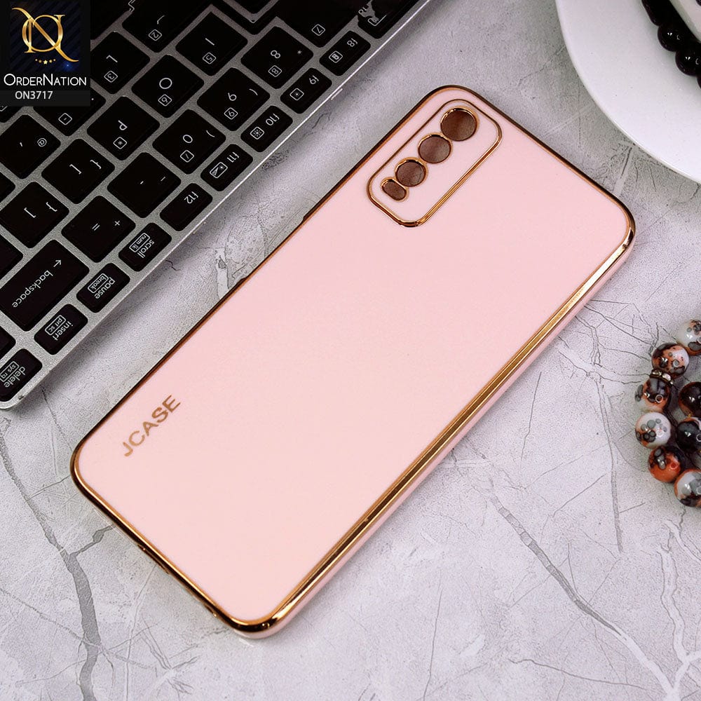 Vivo Y20T Cover - Pink - J-Case New Electroplating Borders  Camera Protection Soft Silicon Case