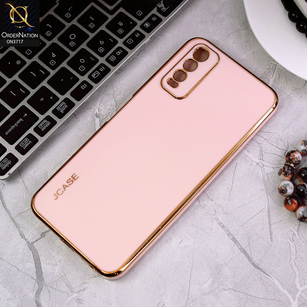 Vivo Y11s Cover - Pink - J-Case New Electroplating Borders  Camera Protection Soft Silicon Case