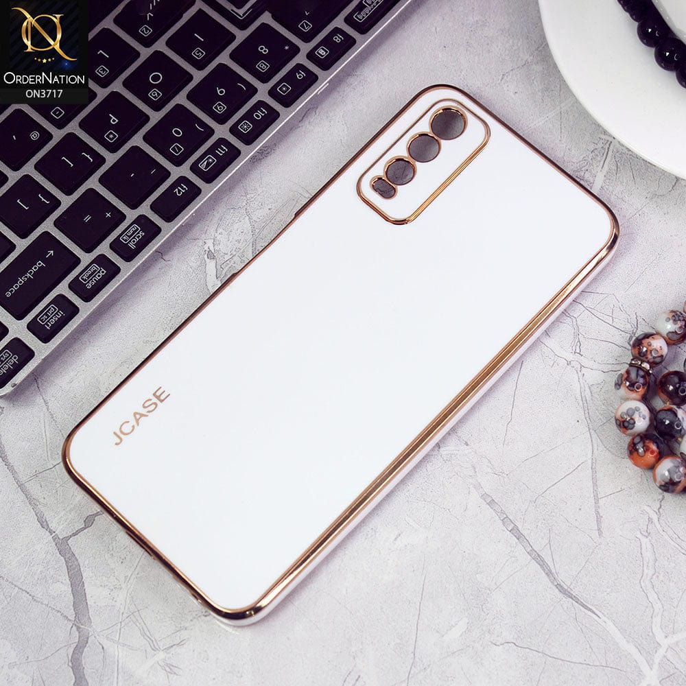 Vivo Y12a Cover - White - J-Case New Electroplating Borders  Camera Protection Soft Silicon Case