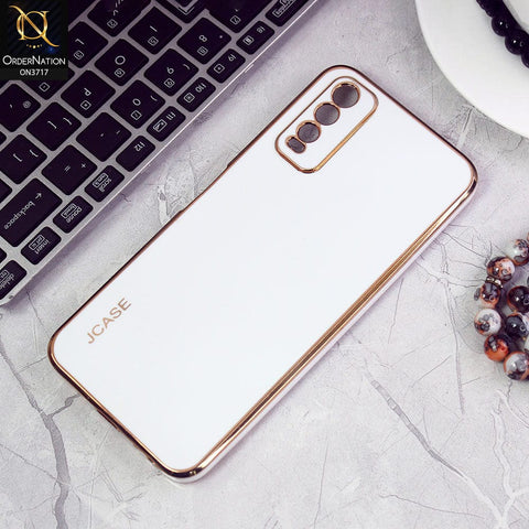 Vivo Y20 Cover - White - J-Case New Electroplating Borders  Camera Protection Soft Silicon Case