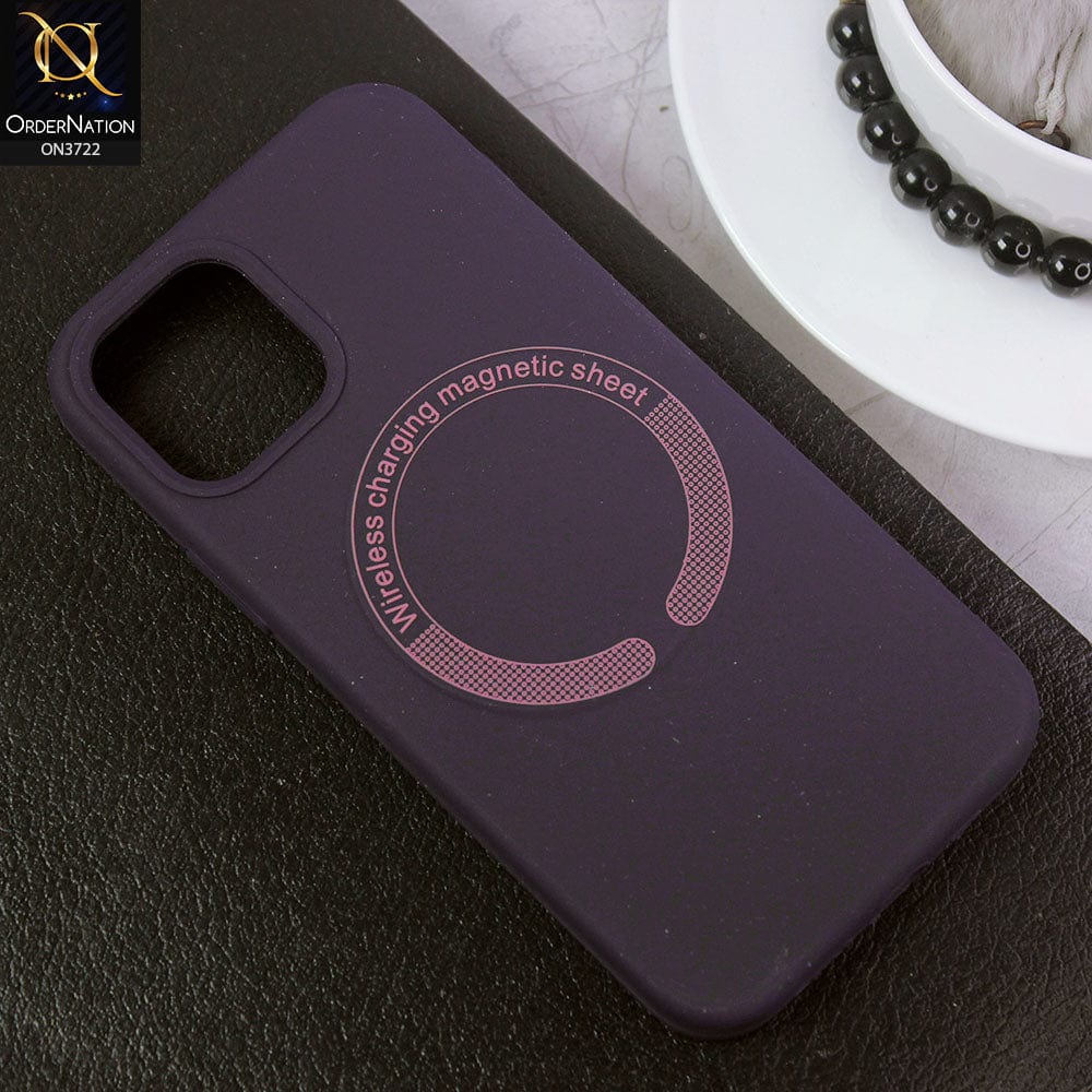 iPhone 11 Pro Cover - Deep Purple - Soft Shockproof Sillica Gel Case With Wireless Charging Magnetic Sheet