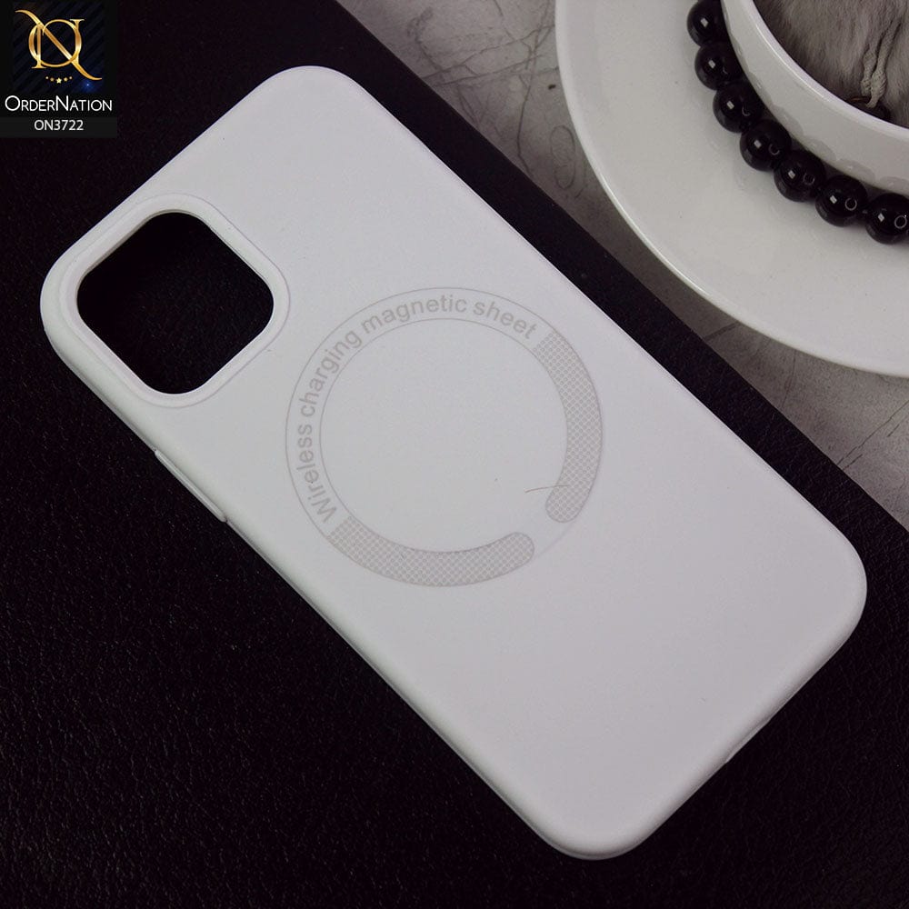 iPhone 11 Pro Cover - White - Soft Shockproof Sillica Gel Case With Wireless Charging Magnetic Sheet