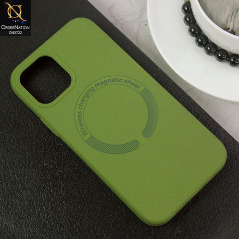 iPhone 12 Pro Max Cover - Green - Soft Shockproof Sillica Gel Case With Wireless Charging Magnetic Sheet