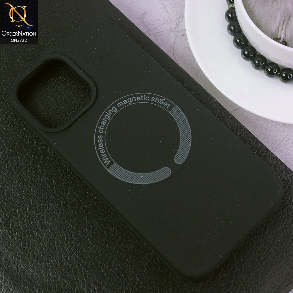 iPhone 14 Pro Cover - Black - Soft Shockproof Sillica Gel Case With Wireless Charging Magnetic Sheet