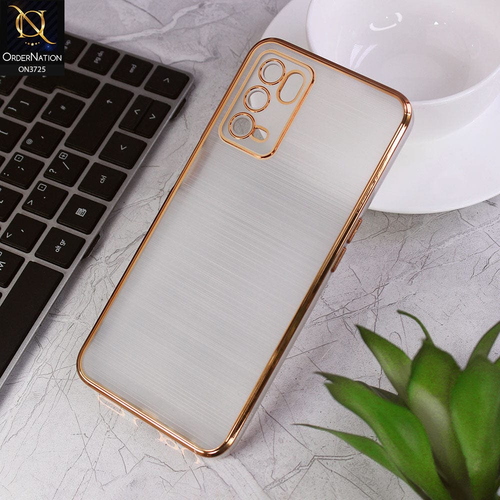 Oppo A16 Cover - Golden - New Trendy Glossy Border With Camera Protection Soft Silicon Case