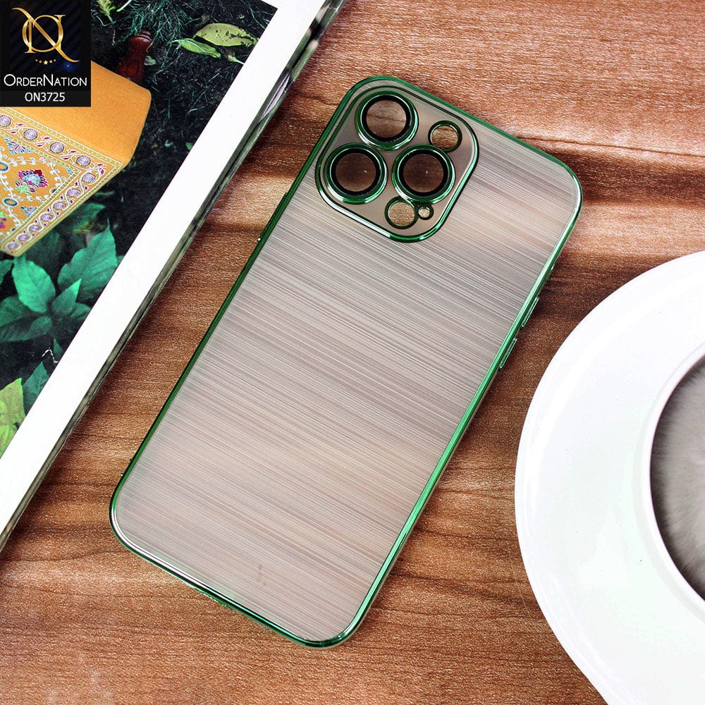 iPhone 13 Pro Max Cover - Green - New Trendy Glossy Border With Camera Protection Soft Silicon Case