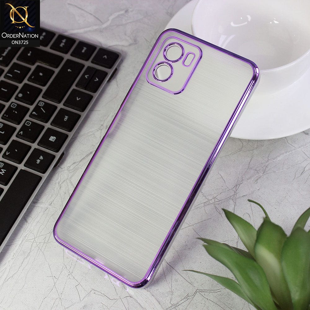 Vivo Y15a Cover - Purple - New Trendy Glossy Border With Camera Protection Soft Silicon Case