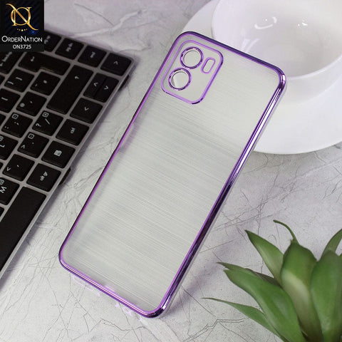 Vivo Y15c Cover - Purple - New Trendy Glossy Border With Camera Protection Soft Silicon Case