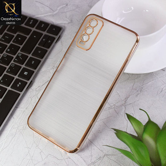 Vivo Y12s Cover - Golden - New Trendy Glossy Border With Camera Protection Soft Silicon Case