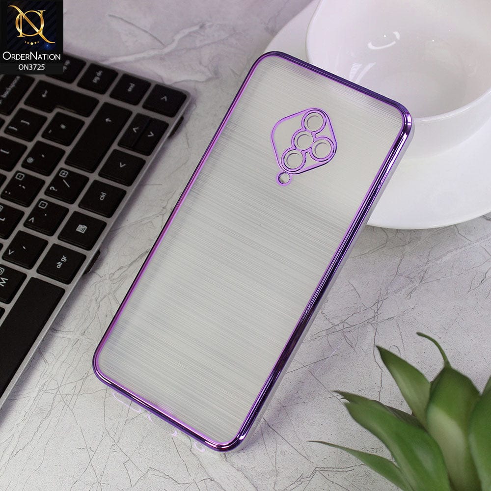 Vivo S1 Pro Cover - Purple - New Trendy Glossy Border With Camera Protection Soft Silicon Case