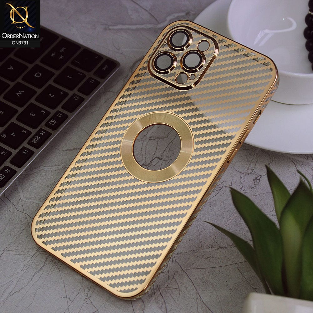 iPhone 12 Pro Max Cover - Golden - new ziggy lines camera protection logo hole case