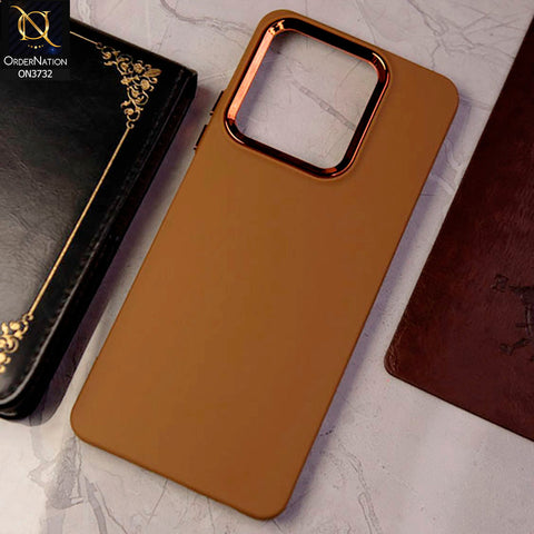 Tecno Camon 20 Cover - Brown - Electroplated Camera Border Soft Silicon Case