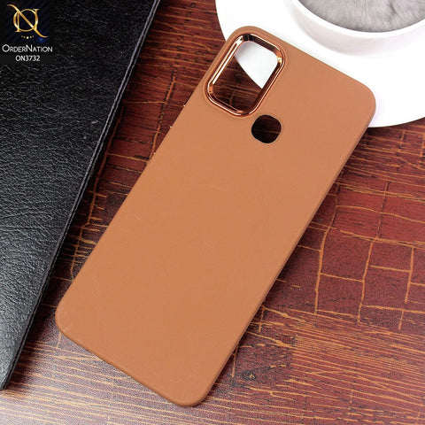 Infinix Hot 11 Play Cover - Brown - Electroplated Camera Border Soft Silicon Case