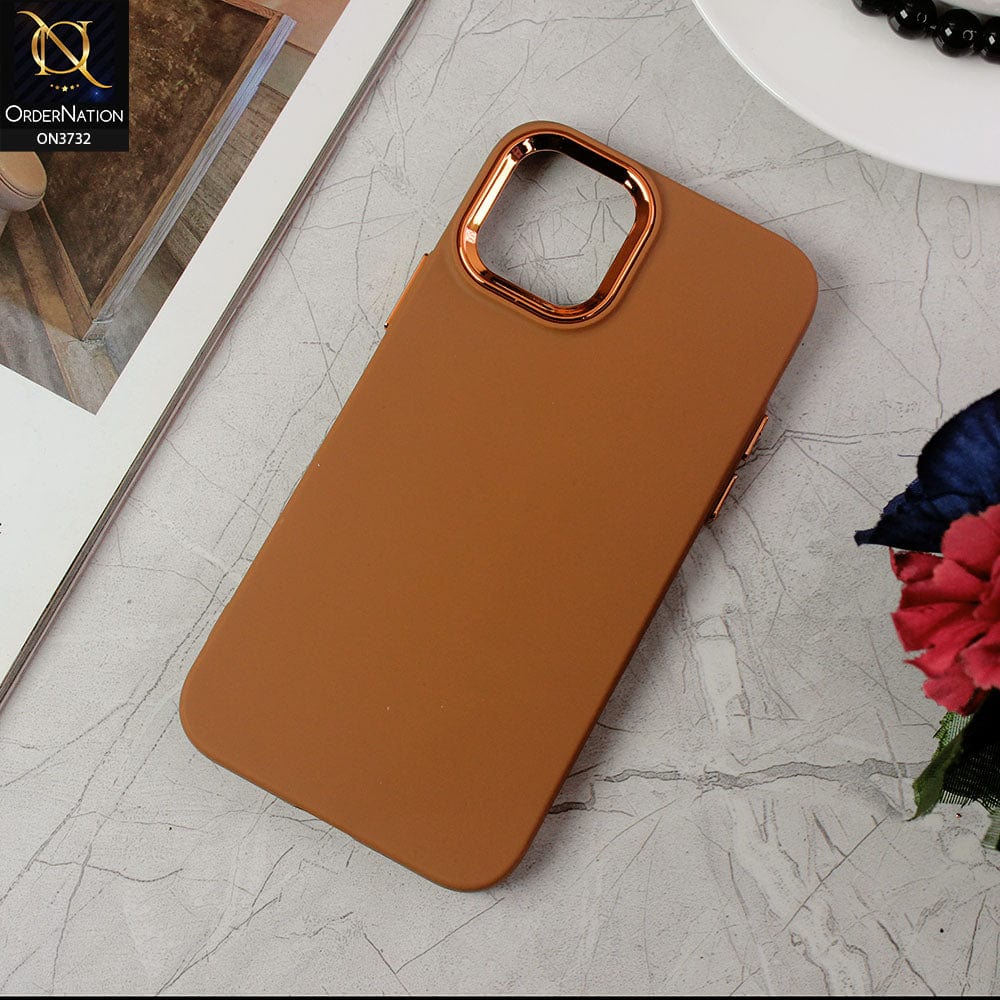 iPhone 11 Pro Cover - Brown -Electroplated Camera Border Soft Silicon Case