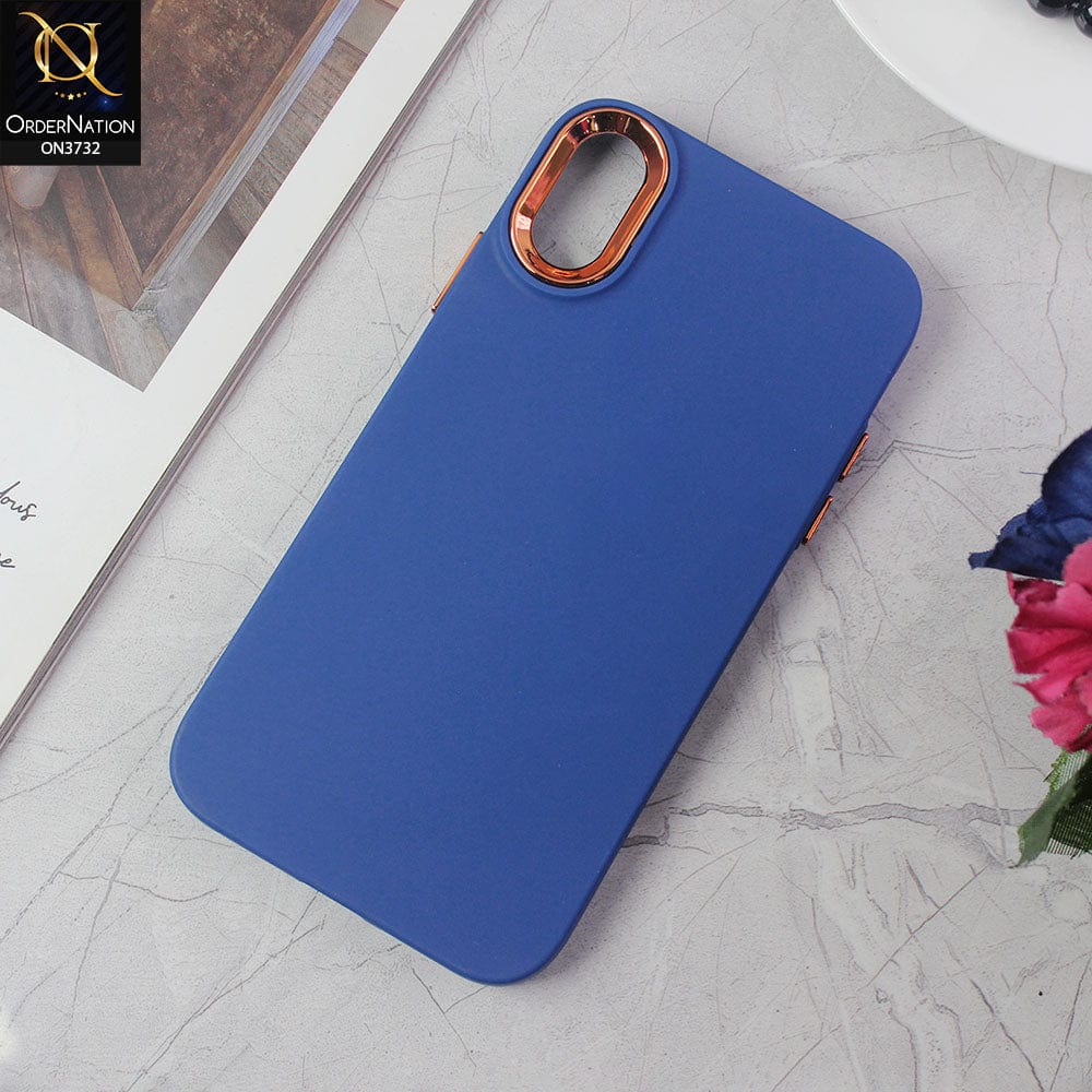 iPhone XR Cover - Blue -Electroplated Camera Border Soft Silicon Case